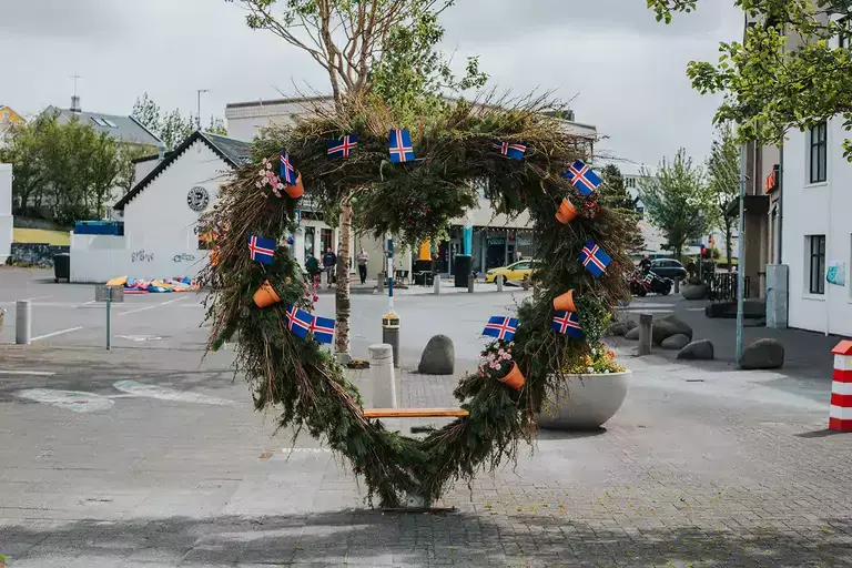 Heart made of flowers and tree branches