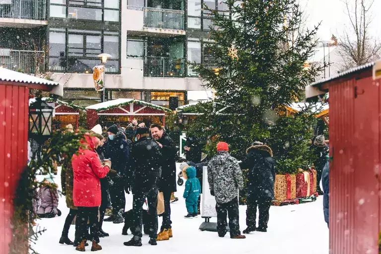 People at the Christmas village 