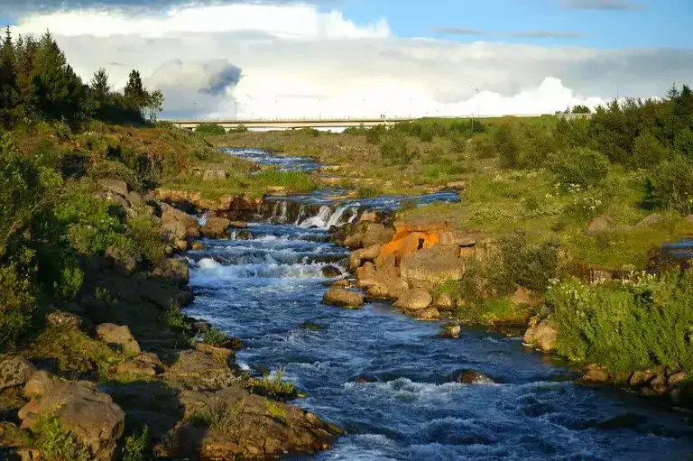 Elliðaá river on a sunny day