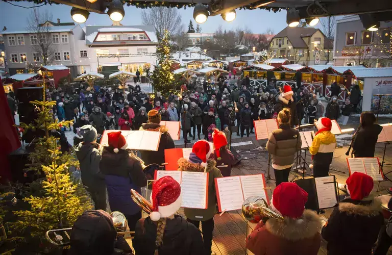 Band playing at the Christmas village